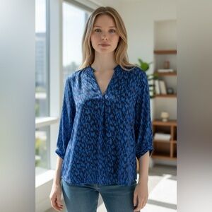 a.n.a Navy Patterned Women's Blouse
